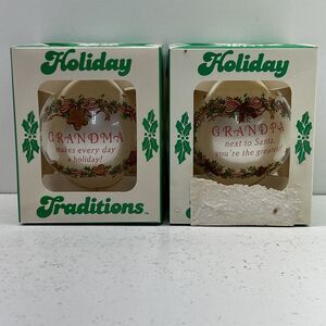 Vintage Christmas 1990 Holiday Traditions Ornament Grandma And Grandpa Bundle